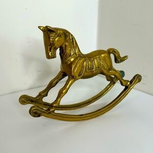 Vintage brass rocking horse figure